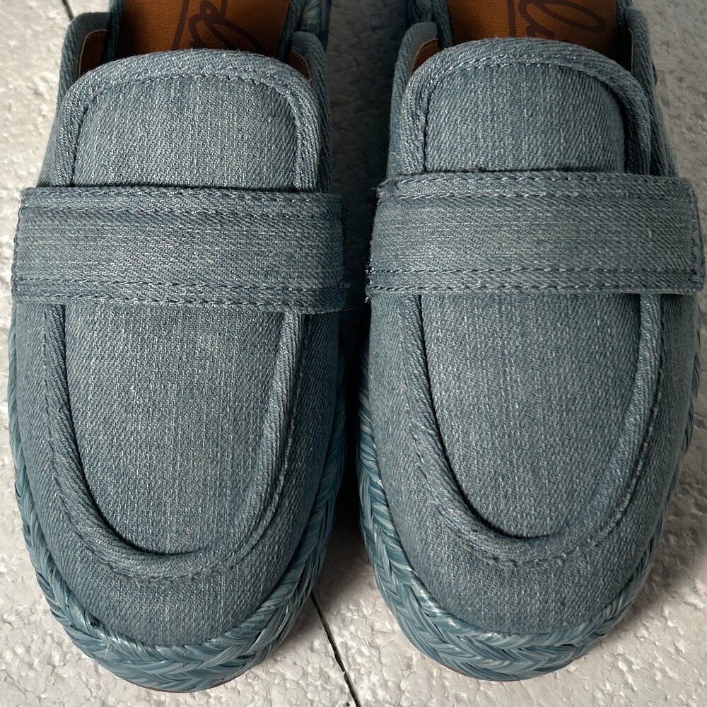 Zodiac SZ 8.5 NWOT Gizelle Blue Denim Mule Slide Resort Boho 70's Chic - Picture 9 of 12